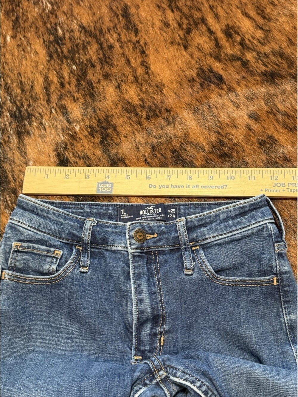 Hollister Jeans Women 1 Long High Rise Vintage Flare Dark Bellbottom Y2K 25x34 - Picture 4 of 7